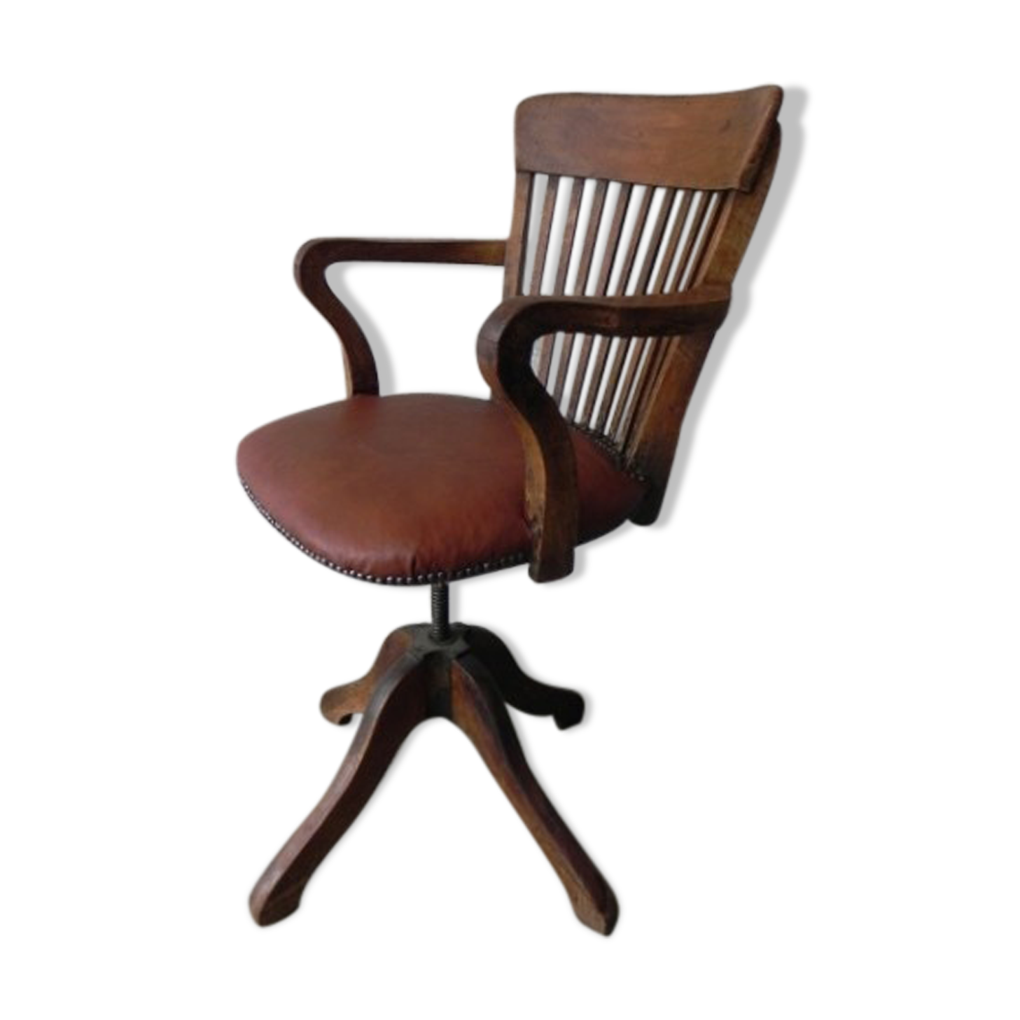 Chaise de bureau en acajou réglable en hauteur