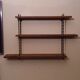 Vintage asymmetrical wall shelf in solid oak and metal from the 60s