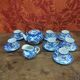 Japanese tea set consisting of 16 pieces in blue porcelain - floral motif