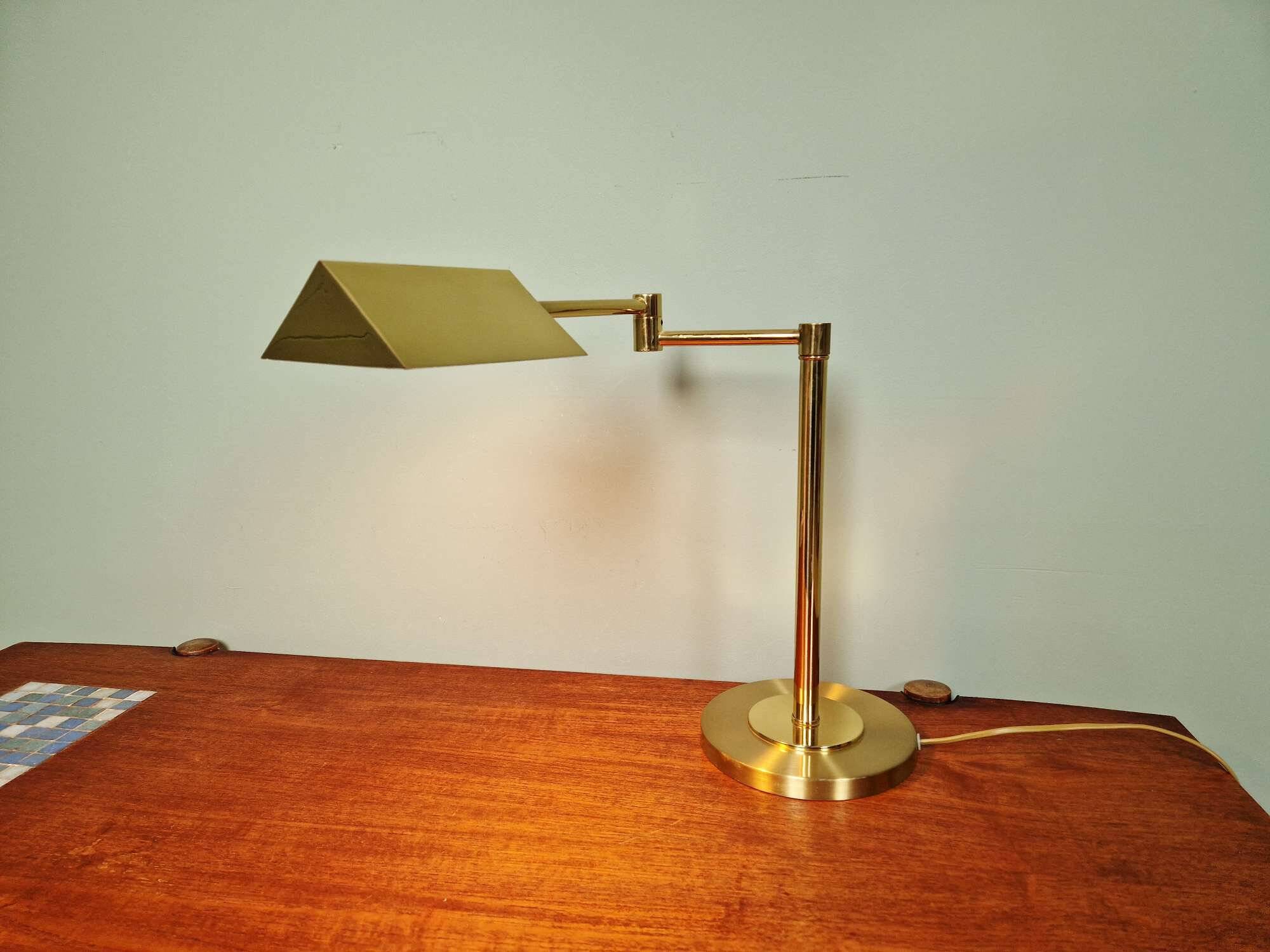 Lampe de bureau articulée en laiton, Boulanger (Belgique), 1970-80