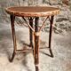 Vintage Round Bamboo and Wood Side Table | Mid-Century Bohemian Accent Table – 1950s/70s