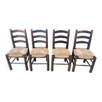 4 chaises paillées Georges Robert
