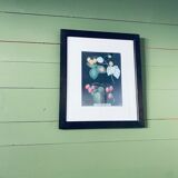 Framed lithograph raspberries