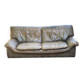 2 or 3-seater Roche Bobois sofa in genuine brown-grey leather.