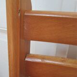 Pair of folding chairs with vintage solid wood slats