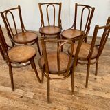Series of 6 chairs bistrot wood curve art nouveau decor nenuphar dlg tuna and fischel kohn