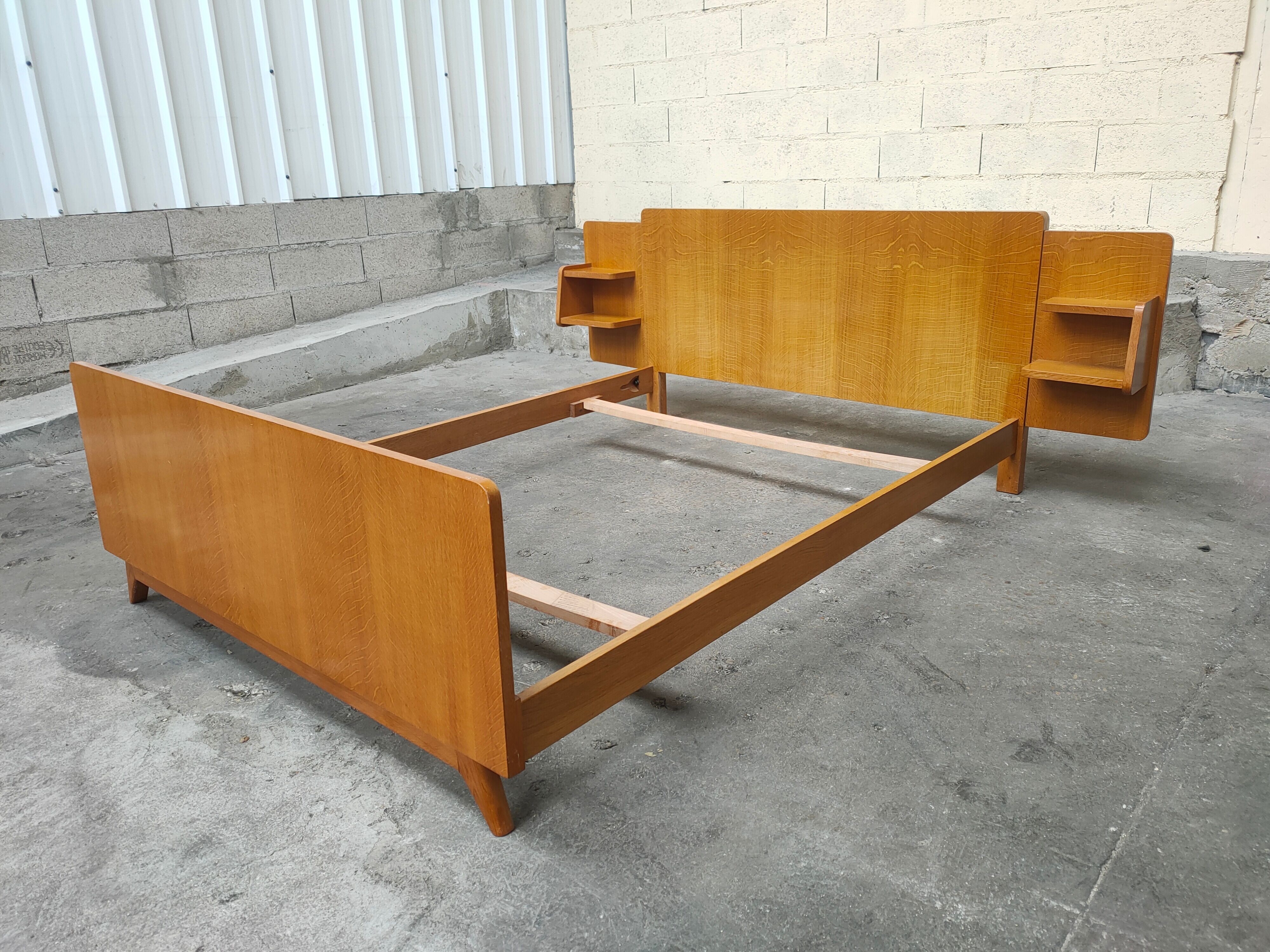 Vintage bed in oak feet compass