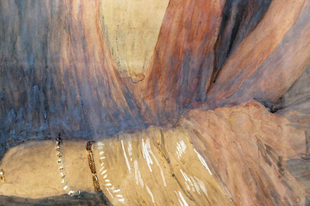 Pastel orientaliste, femme au turban, signé Wolff