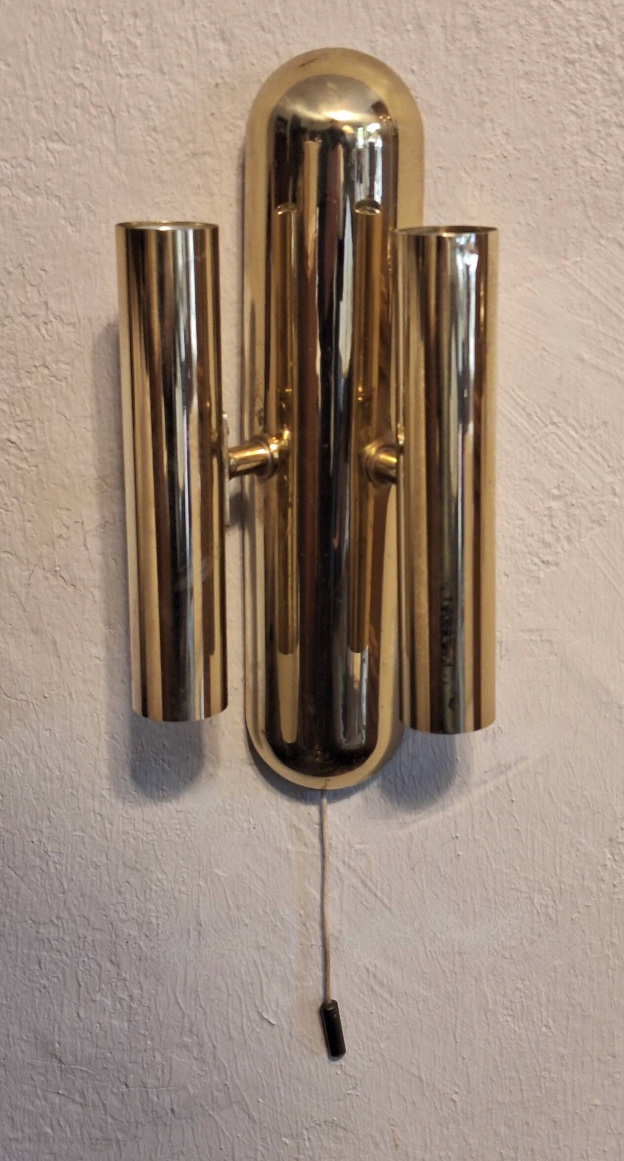Mid century pair of Italian 4-light brass wall lamps, 1960s