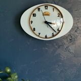 Vintage formica clock oval silent wall clock "Cadelec blue"