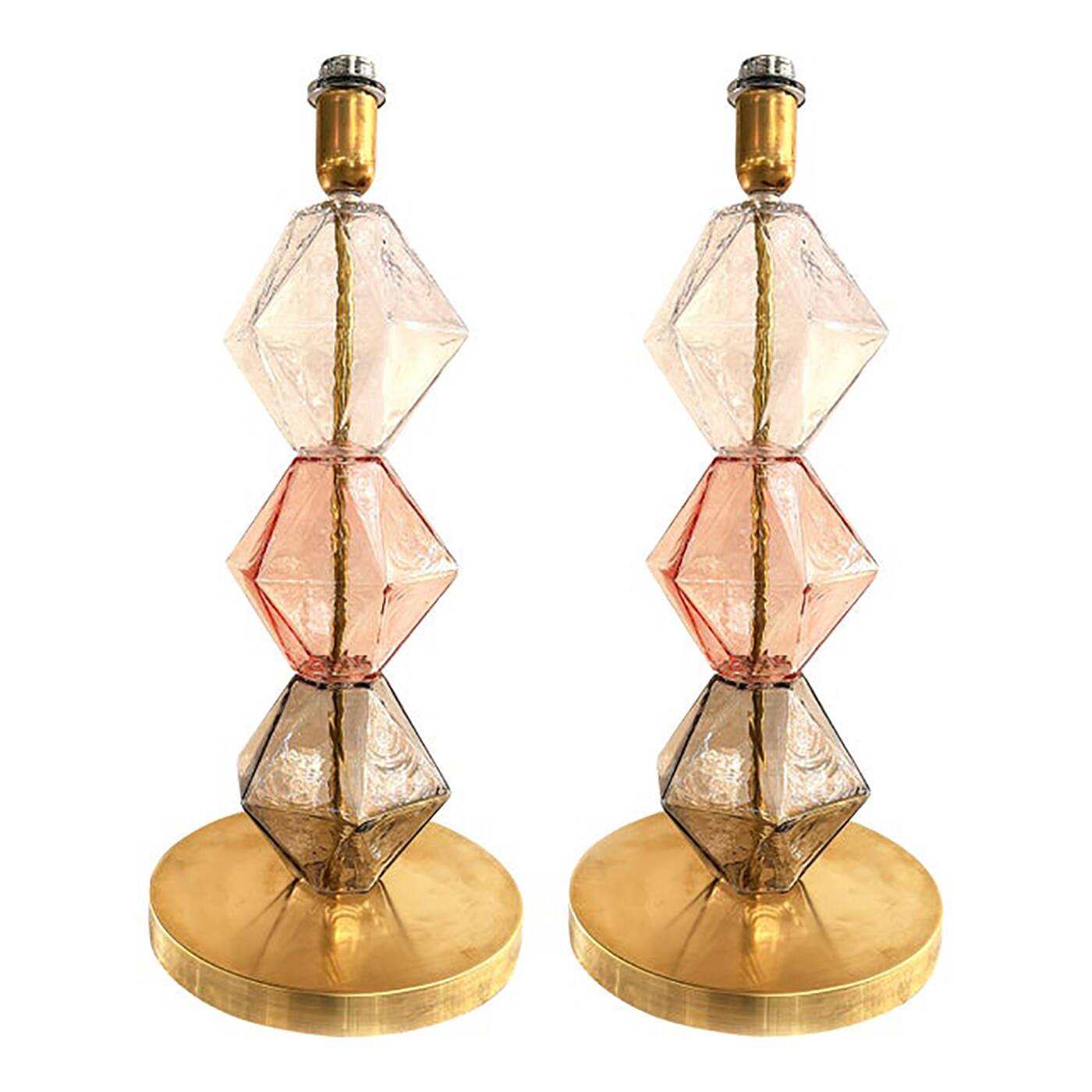 Set of Two Contemporary Italian Multicolor Glass Table Lamps