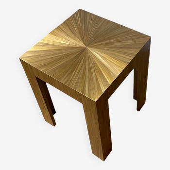 Straw marquetry end table