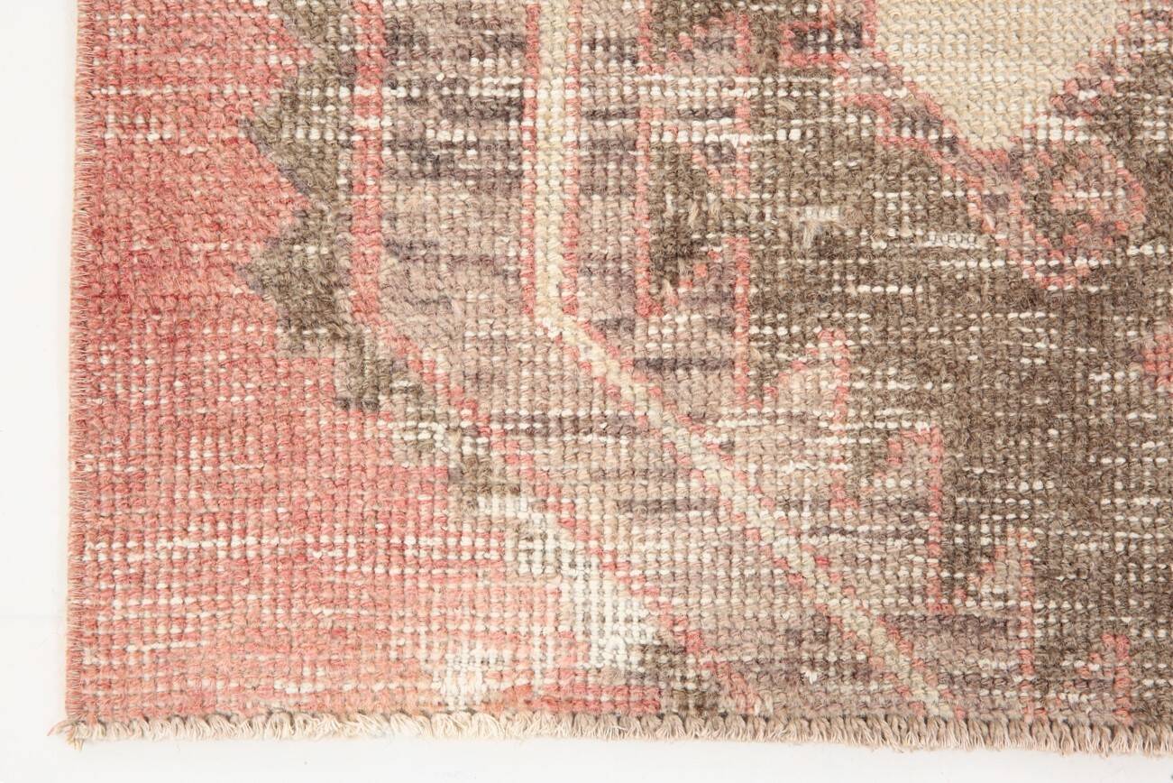 3x12 Soft Pastel Pale Red Turkish Vintage Runner Rug