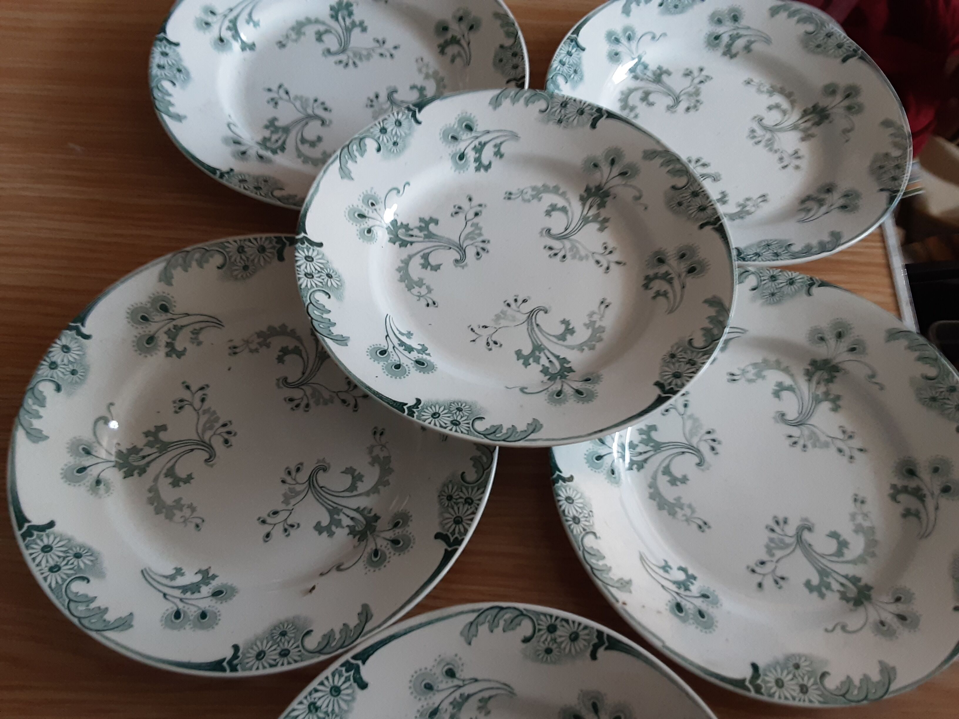 6 FLAT PLATES FAIENCE LUNEVILLE KELLER AND GUERIN MODEL MARIE LOUISE