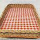 Rectangular Wicker Tray with Vichy Decor L: 44 cm Vintage