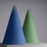 2 lampes SCE Teepee grand modèle Habitat en verre dépoli bleu et vert
