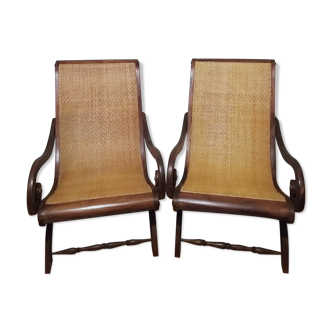 Deux fauteuils coloniaux planteurs