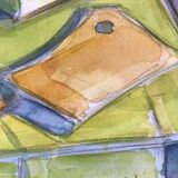 Watercolor by georges zelter, 1938-1987. still life with pitcher