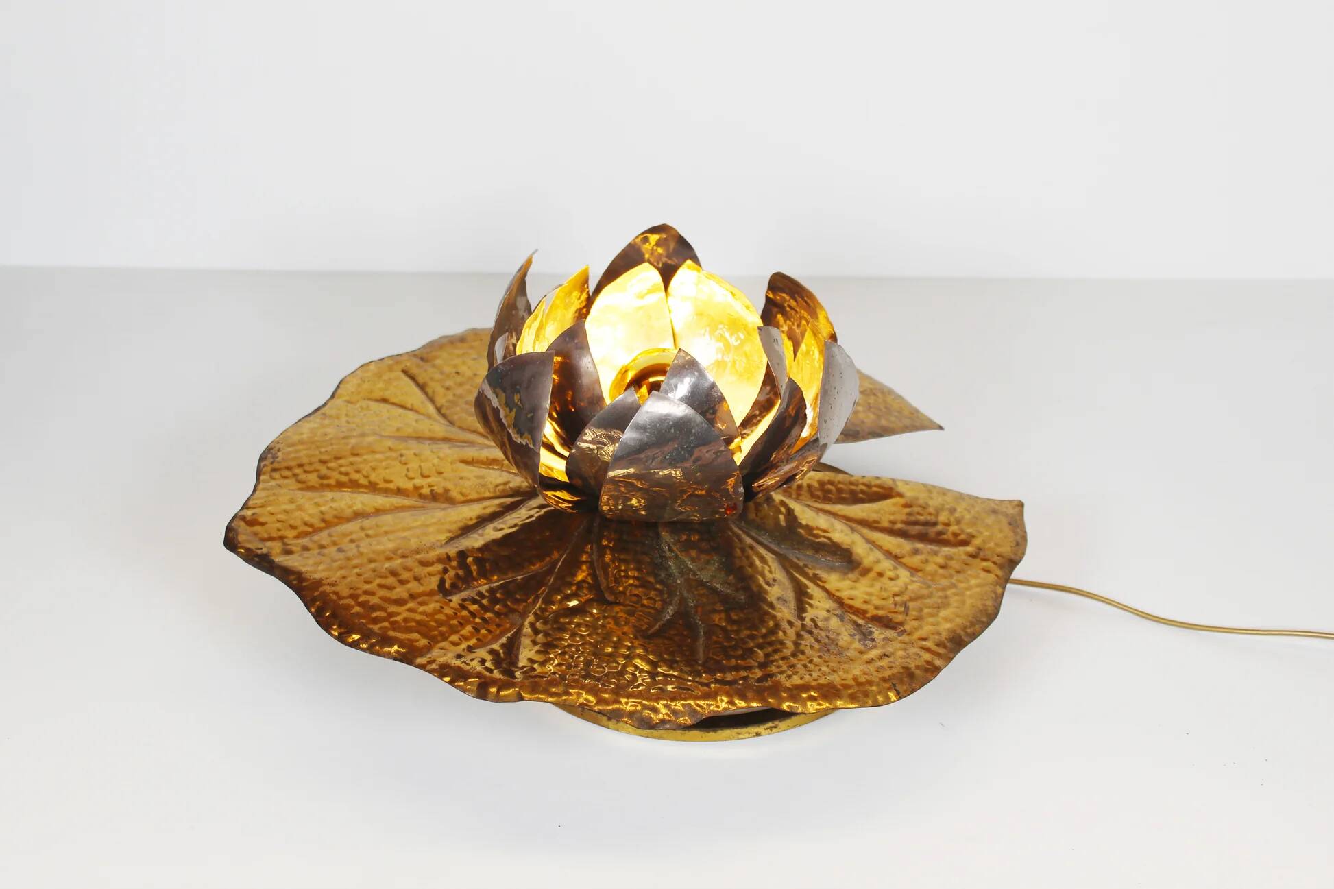 Rare "Waterlily" table lamp by Tommaso Barbi for Bottega Gadda, Italy, 1960s