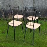 Four faux-wood Formica chairs, 50s/60s