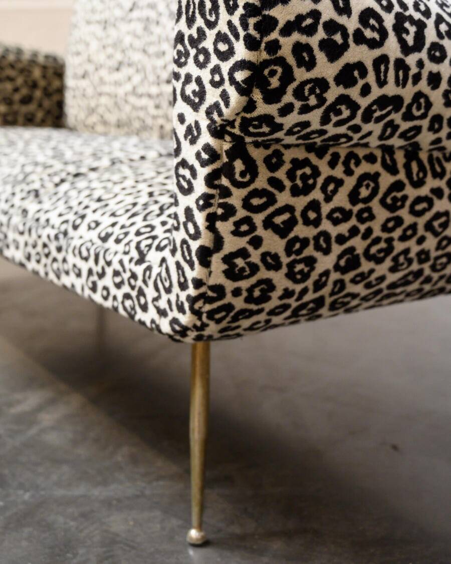 Italian leopard print fabric sofa