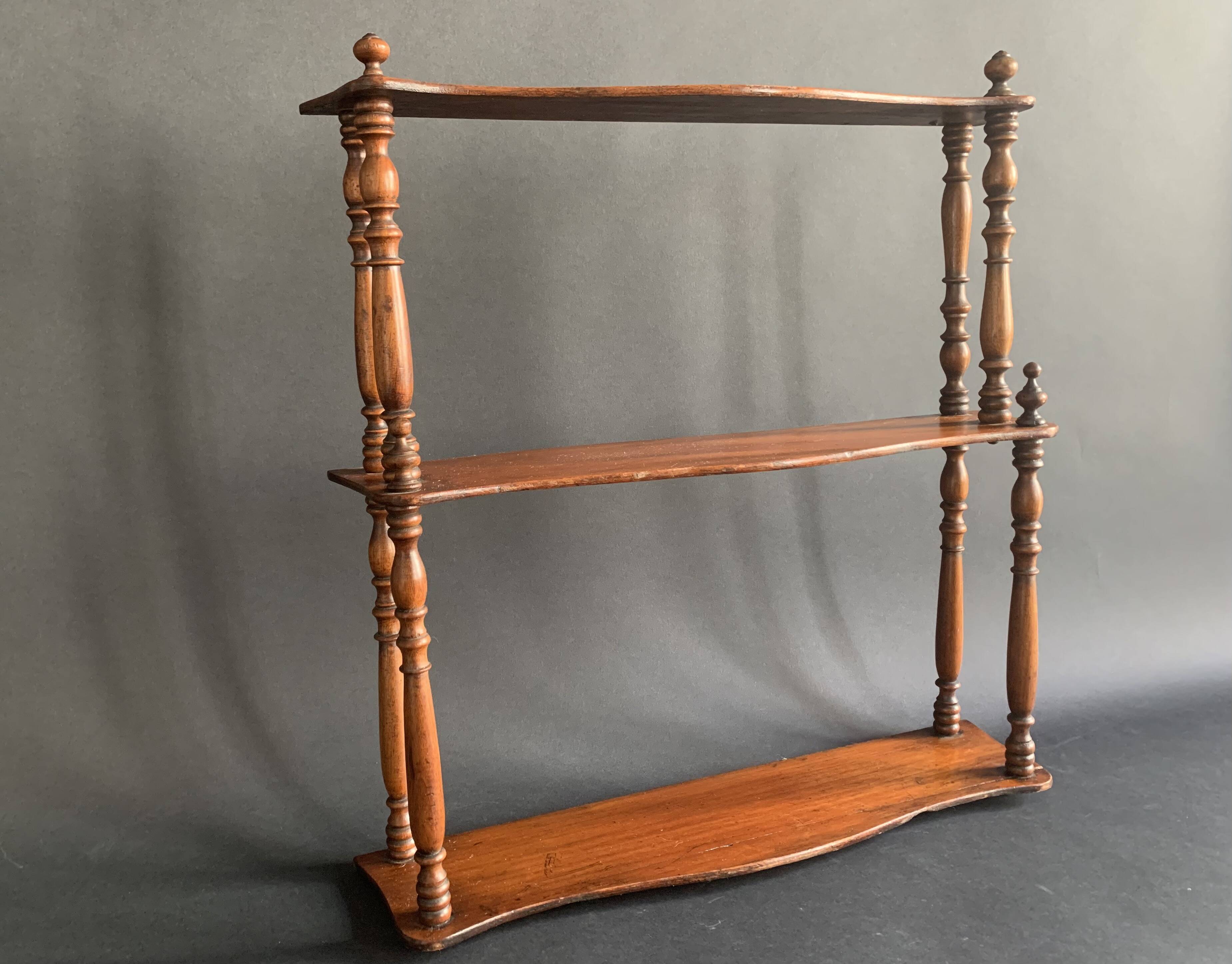 Napoleon III wall shelf in turned wood, 19th century