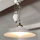 Suspension rises and falls in white glazed ceramic by The French House.