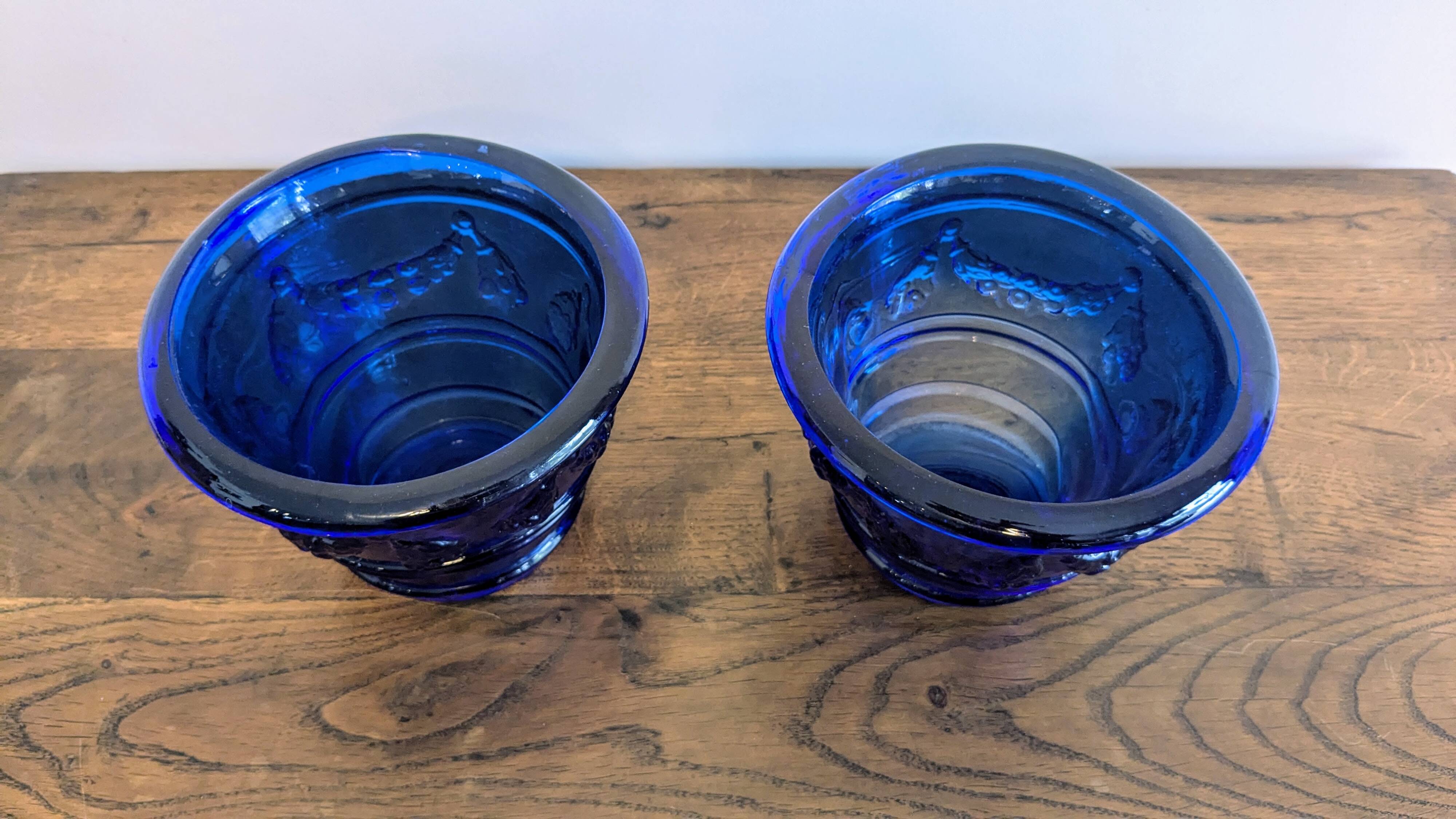 Blue Blown Glass Plant Pots – Elegant Handcrafted Pair