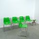 Set groene kunststof chromen buisframe stoelen Helmut Starke Zweden