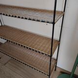 Rattan shelf and metal foot 50s