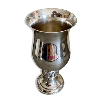 Curved vase silver metal decor "golf ball"