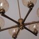 Angelo Brotto gold-plated brass chandelier with 6  globes, Italy 1960s