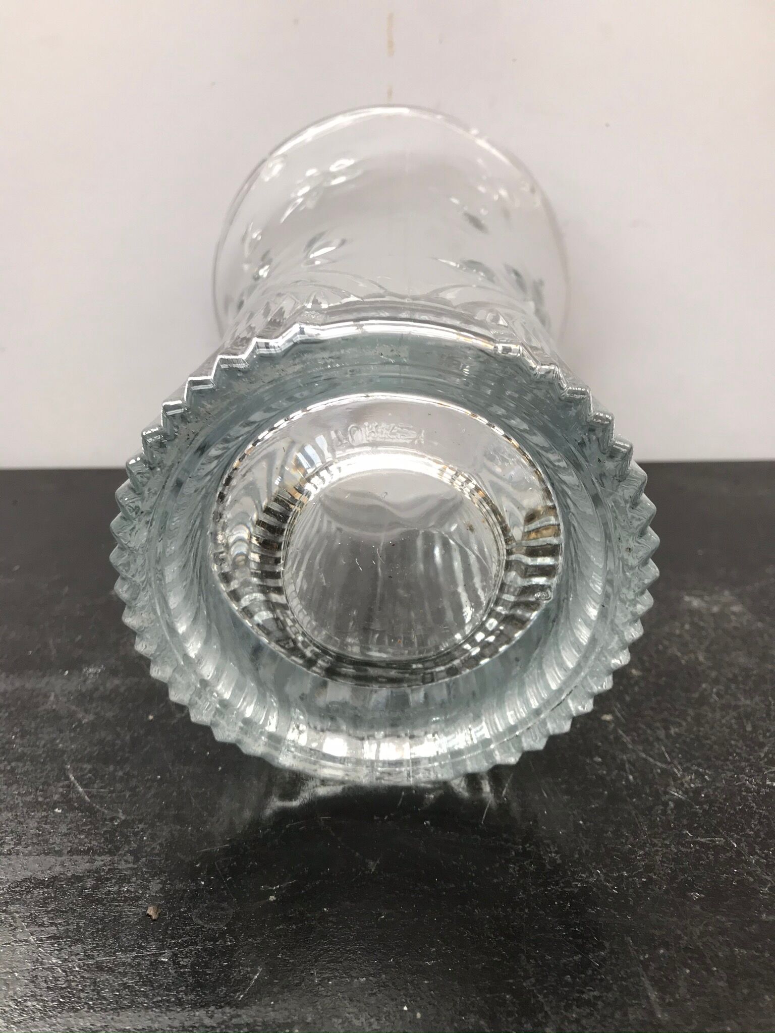 Designer molded glass vase with vintage cherry decor