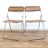 Pair of folding cane chairs