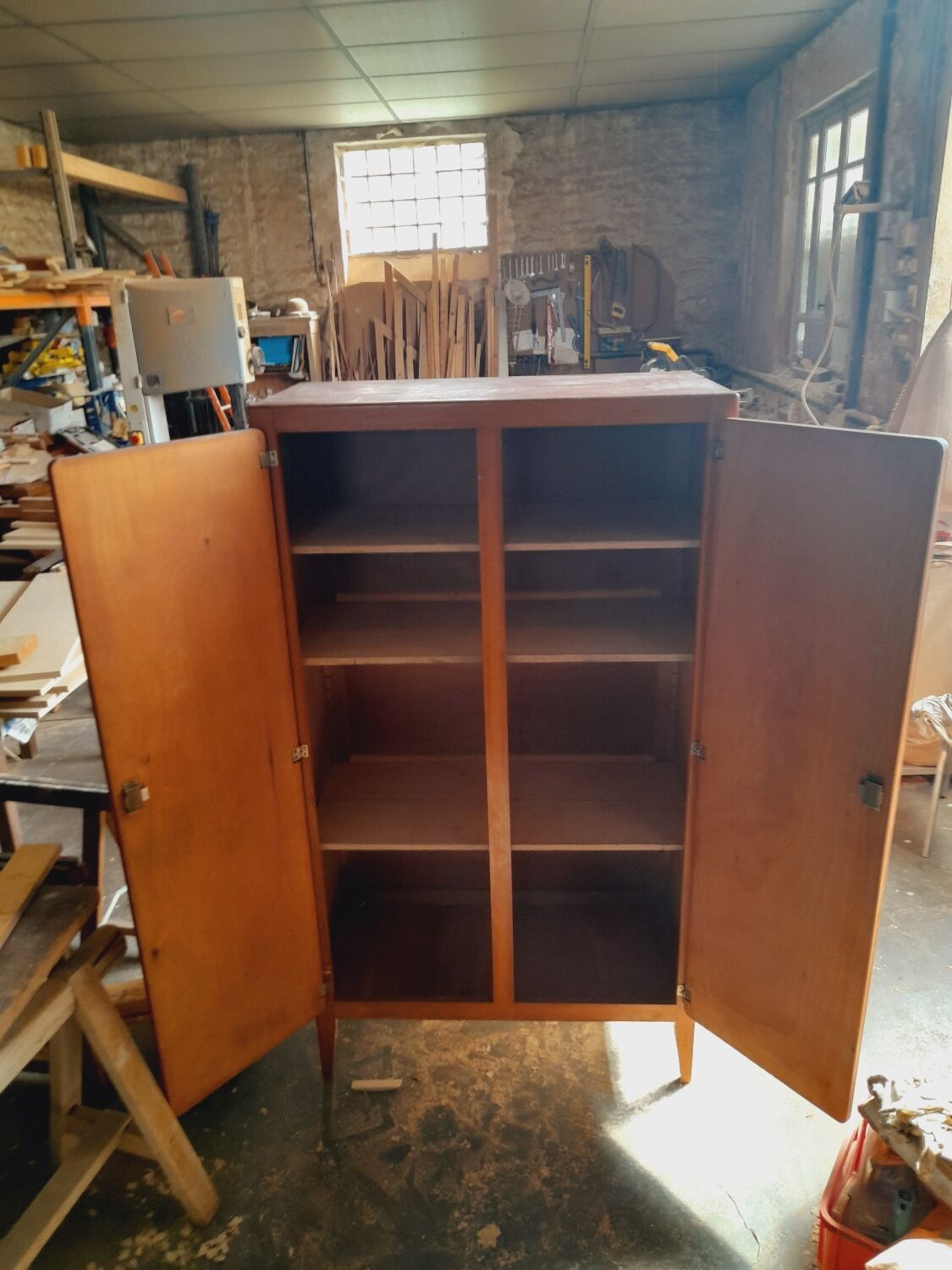 Vintage compass feet school cupboard