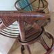 Vintage set of 2 swivel chairs in bamboo and rattan - Papasan shape