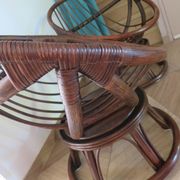 Vintage set of 2 swivel chairs in bamboo and rattan - Papasan shape