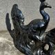 Centerpiece Pair of Peacocks Ceramic Vallauris Iridescent Anthracite Grey