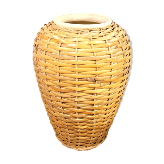 Vase céramique & rotin
