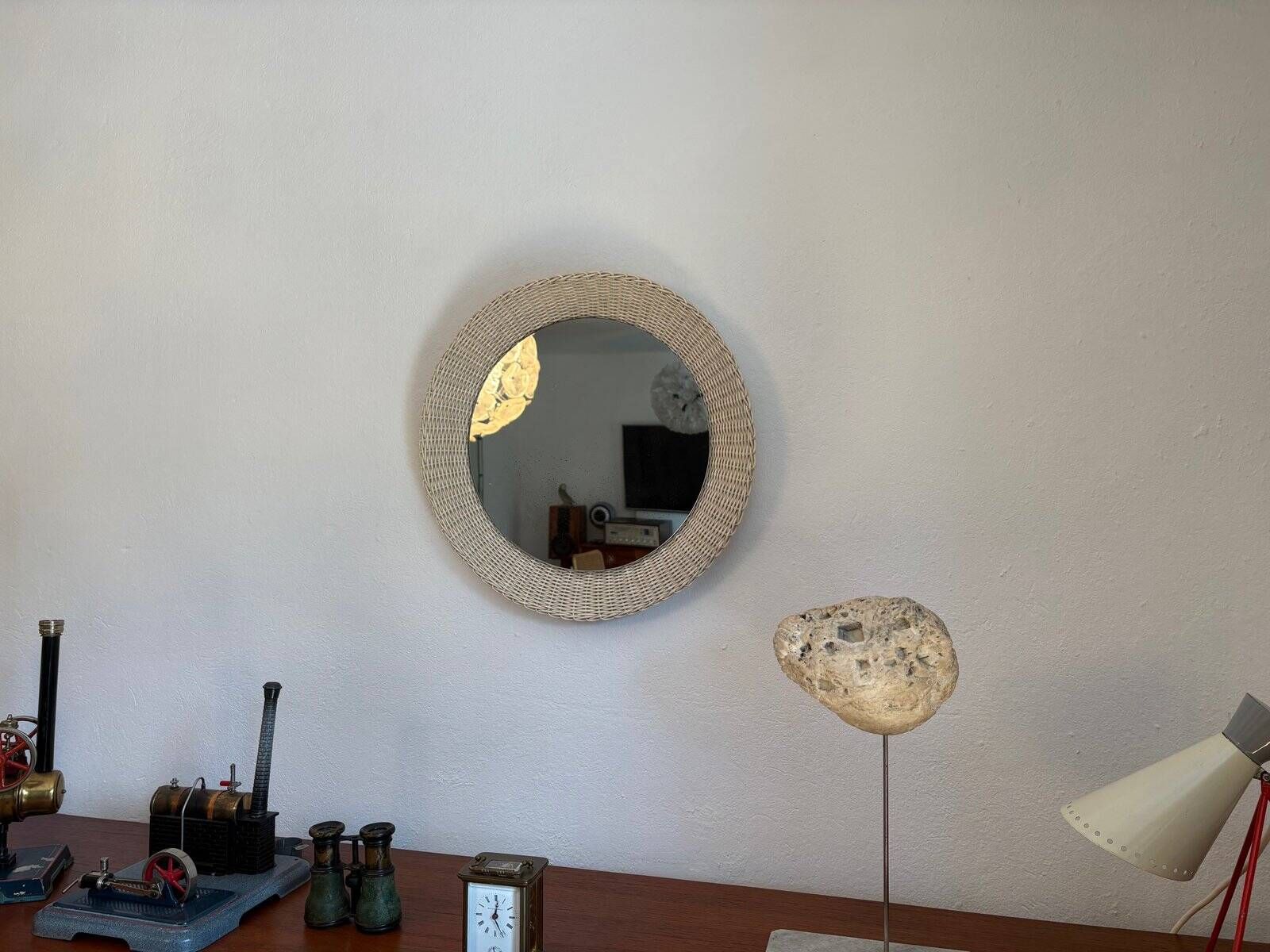 Miroir en osier par Josef Daubenbuchel, Allemagne, années 1930