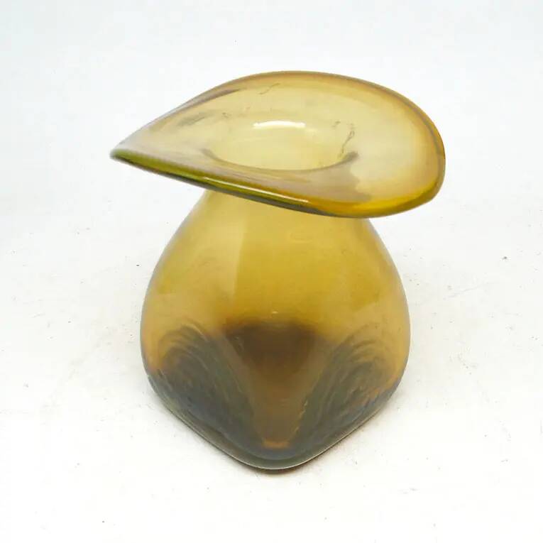 Hat vase, mid-century modern, glass, Poland, 1970s