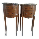 Pair of Louis XV style marquetry bedside tables