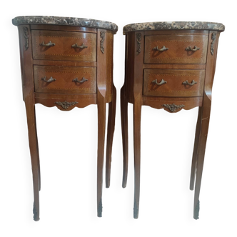 Paire de chevet style Louis xv marqueté