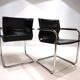 2 leather and chrome metal armchairs Matteo Grassi, 1970