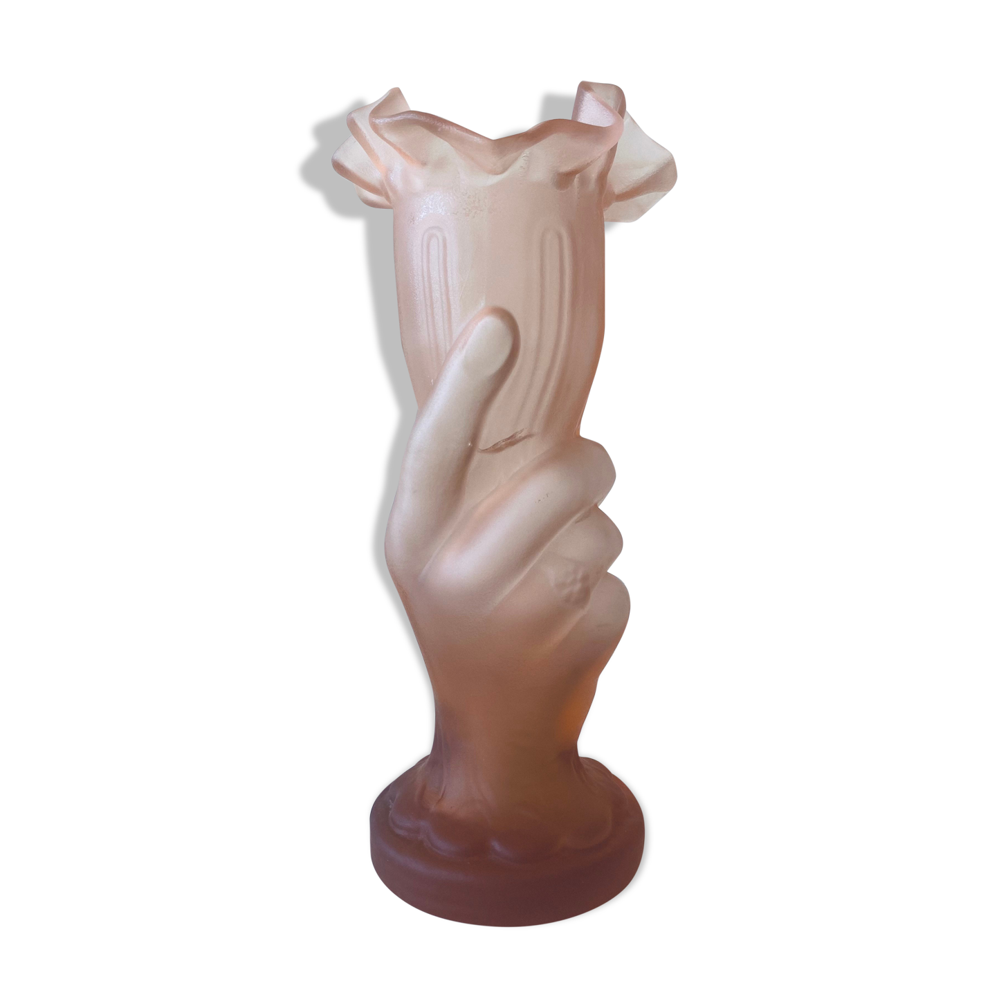 Art deco vase in pink frosted glass
