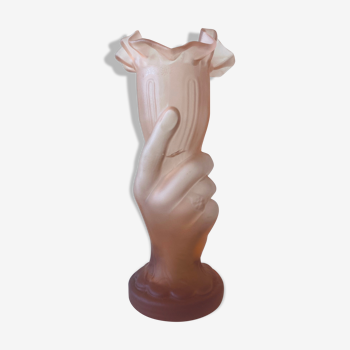 Vase Art deco en verre dépoli rose