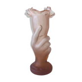 Art deco vase in pink frosted glass