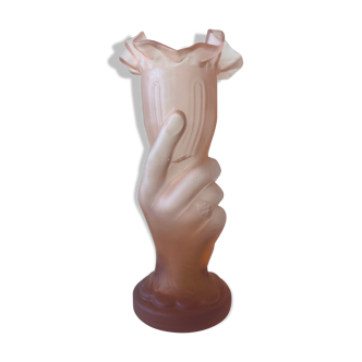 Art deco vase in pink frosted glass
