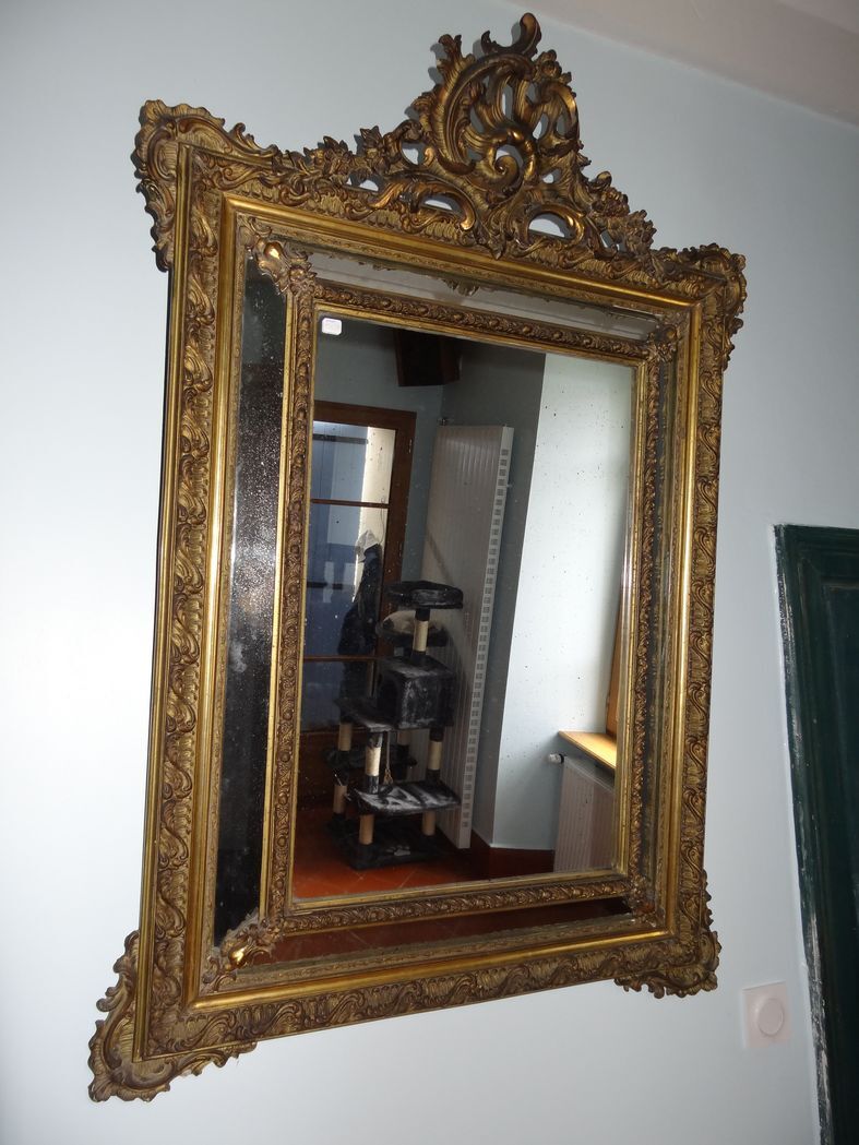 19th century golden stucco parcloses mirror 89x130cm