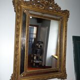 Miroir à parcloses en stuc doré XIXème siècle 89x130cm